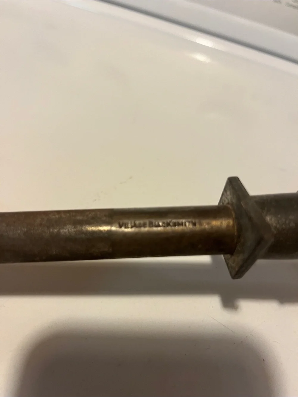 Vintage Handheld Honing Steel with Wooden Handle Village Blacksmith